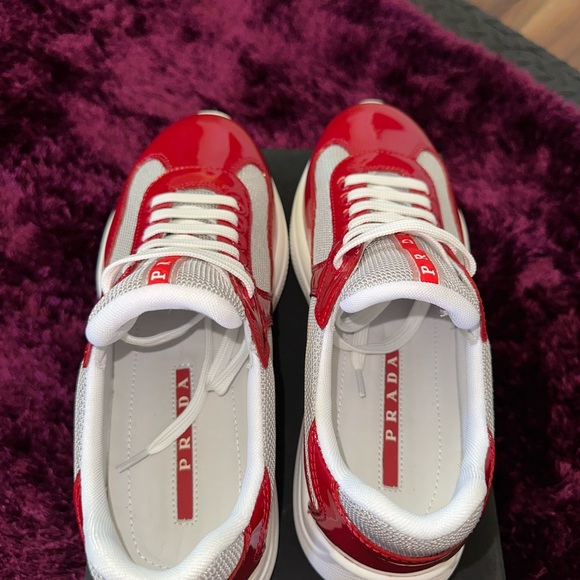 Red and gray Prada America’s Cup sneakers. Men’s size 40. - Picture 1 of 3